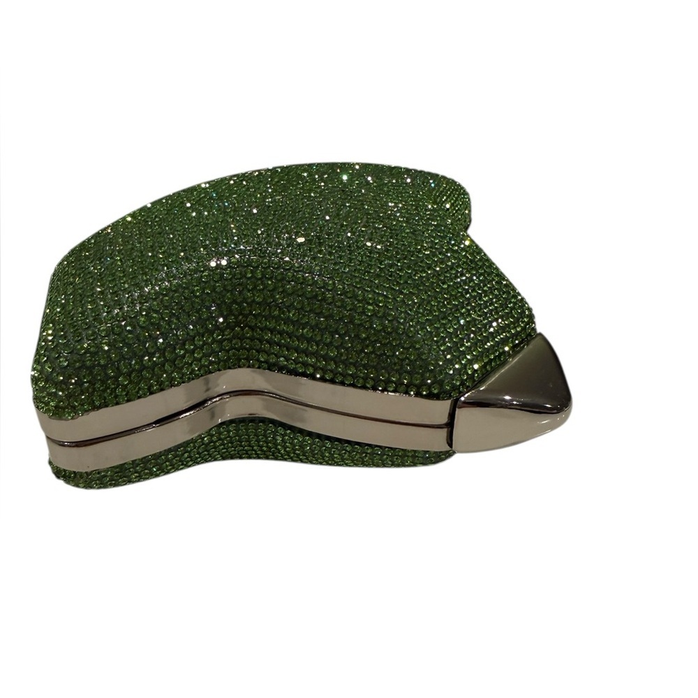 Rhinestone Ivy Leaf Elegant Clutch Evening Bag with Chain Strap for Formalwear - Picture 9 of 16
